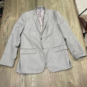 Perry Ellis Mens Suit Jacket Button Front Flap Pockets notch Lapel Grey Size 42R